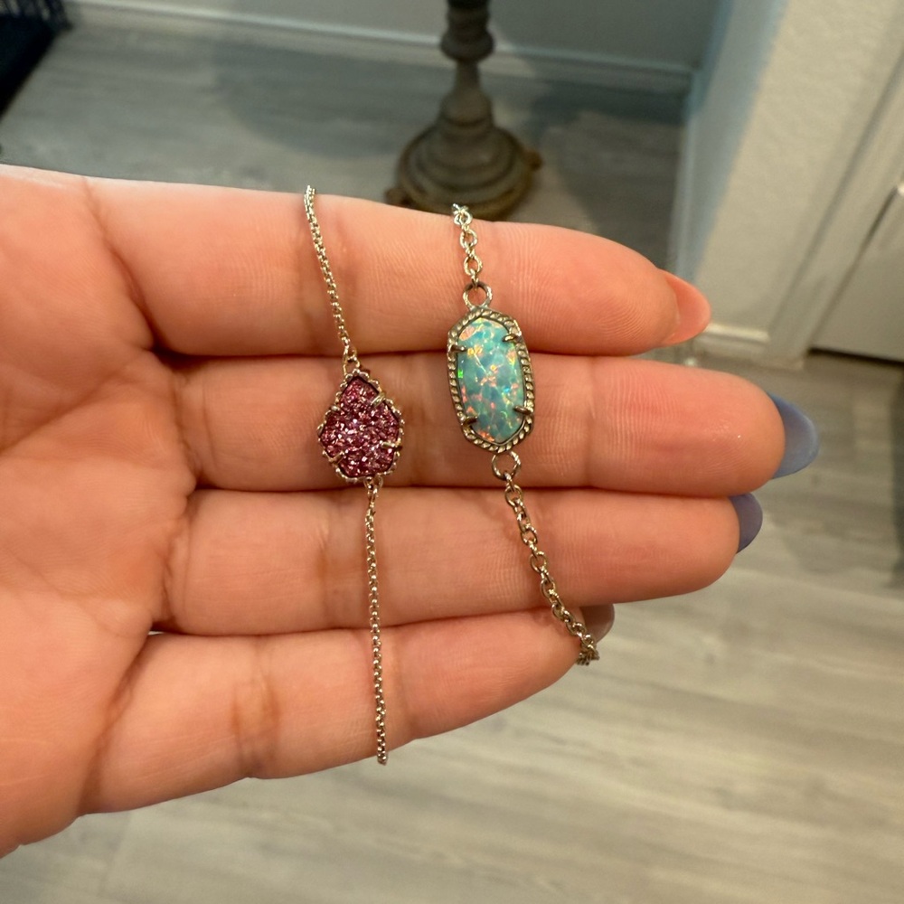 Kendra Scott Gold Bracelets with Pink and Blue Stones